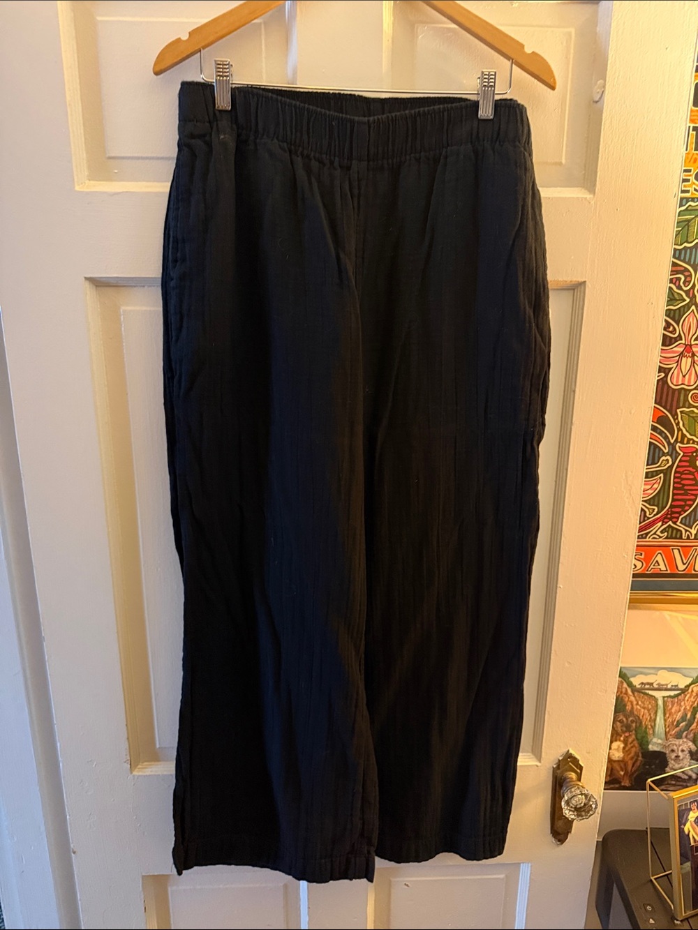 Old Navy Women’s Black wide leg linen crinkle Pants
